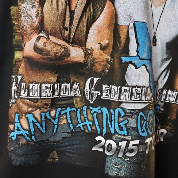 Florida Georgia Line Black Concert T Shirt 2015 Tour size L large Anything Goes - Picture 4 of 13